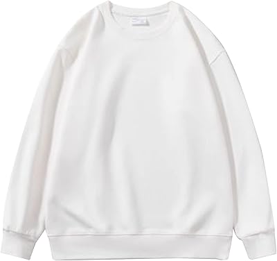 Sweat-shirt uni décontracté à manches longues et col rond pour hommes