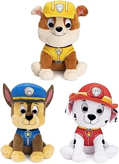 Ensemble de 3 figurines en peluche gound paw patrol, 9", chase, rubble