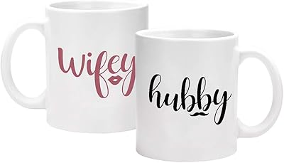 Ensemble de tasses à café amusantes wavey & happy couple, cadeaux d'anniversaire