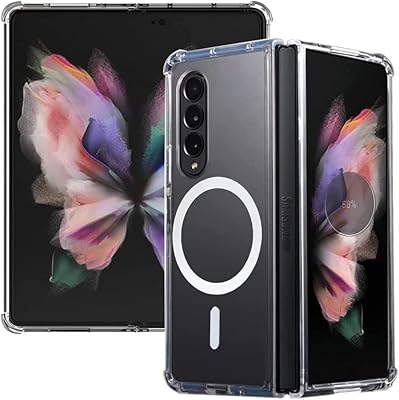 Coque transparente magnétique pour samsung galaxy z fold 3 5g compatible avec le portefeuille