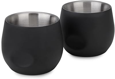 Kitchenxus ensemble de 2 tasses à expresso en acier inoxydable, mini-tasse isolée incassable