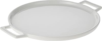 Assiette à pizza en porcelaine borselita avec poignée, taille 32,5 cm, ivoire
