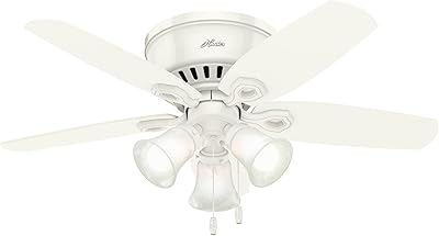 Mini ventilateur de plafond d'intérieur hunter builder avec lumière led et commande
