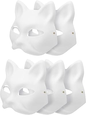Masque en papier blanc non couché, bricolage, masque de visage de chat