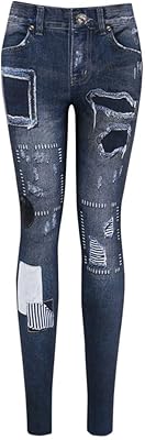 Jean skinny stretch imprimé à enfiler pour femme s m l(l)