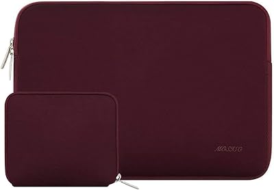 Sac étanche pour ordinateur portable mosiso avec petit sac pour accessoires, rouge vin