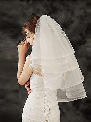 Jwicos voile de mariée simple en tulle élégant à 4 couches pour enterrement