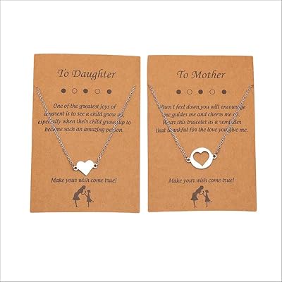 Ensemble de bracelets et collier mère-fille - cadeau mère-fille de colliers coeur fille