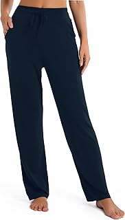 Pantalon long droit pour femme avec cordon de serrage taille haute et poches