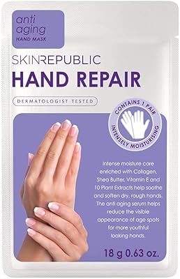 Masque réparateur pour les mains skin republic, hydratation intense, éclaircit les taches brunes