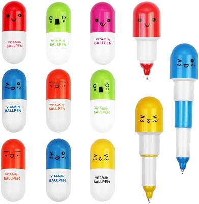 Ensemble de mini stylos à bille rétractables avec joli visage de dessin animé