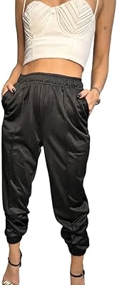 Pantalon de jogging en coton noir pour femme, taille haute, avec poches, coupe