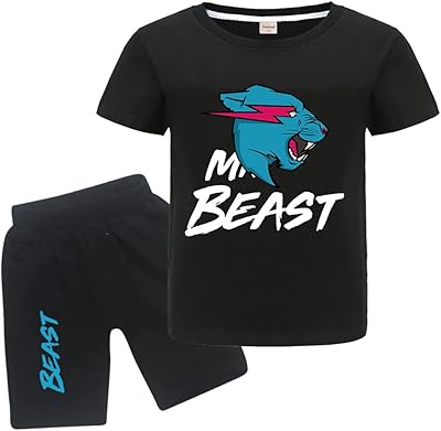 Mr. best lightning youtube cat logo t-shirt et short ensemble deux pièces t-shirt