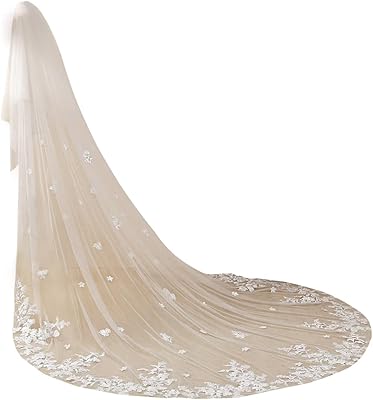 Voile de mariage long en dentelle à deux couches eli welly avec peigne