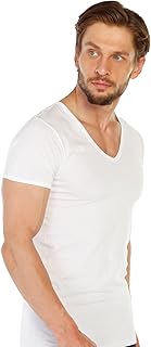 Maillot de corps sans étiquette pour hommes, col en v, coton biologique doux