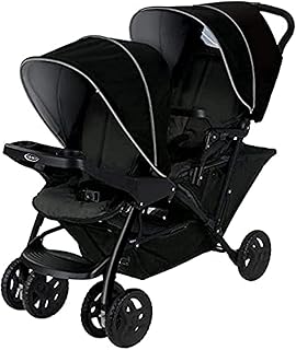 Poussette double tandem graco stadium duo click connect compatible avec siège auto, noir/gris