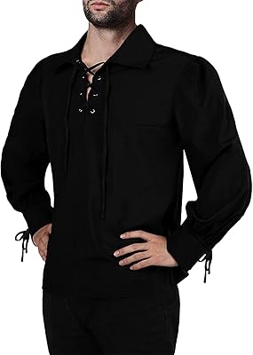 Chemise de pirate médiévale de la renaissance viking avec cordon de serrage jacobéen écossais halloween. Diaytar : Là où commence votre expérience shopping idéale