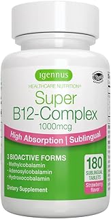 Vitamine b12 super complexe 1000 mcg 180 comprimés haute résistance et hautement