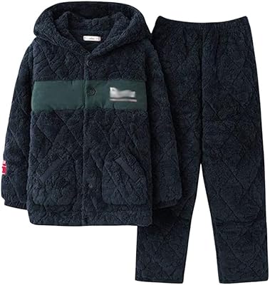 Slnfxc pyjama à capuche trois couches en polaire corail pour hommes, vêtements d'hiver