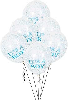 Ballons à confettis bleus uniques pour garçons, modèle 58111, taille 12 pouces, paquet