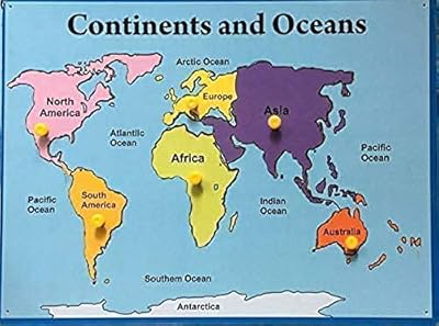 Puzzle de carte du monde des océans et des continents en bois polystyles