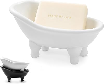 Mini porte-savon en céramique blanche de 5,6 pouces, petit bol organisateur de maquillage
