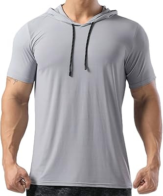 T-shirt à capuche de sport manches courtes en coton léger pour hommes