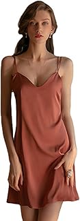 Pyjama en soie pour femmes robe sexy tissu satiné style uni