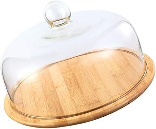 Helvety 1 ensemble de couvercles à gâteaux avec plateau en bois, grande assiette