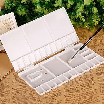 Palette d'aquarelle pliable en plastique delfino avec 33 compartiments de rangement trou