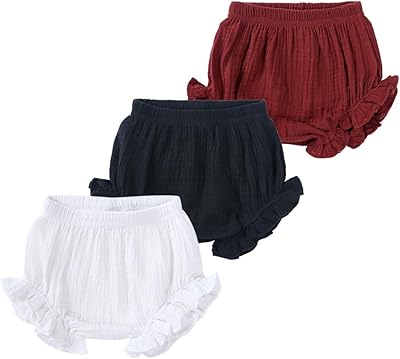 Short à volants en coton et lin pour petite fille