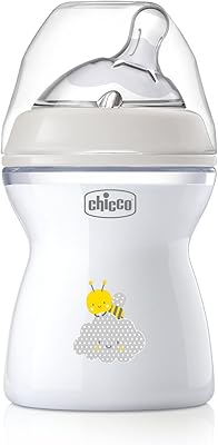 Bouteille chicco natural feeling 250 ml débit moyen 2 mois+ silicone, neutre