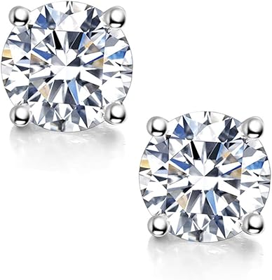 Boucles d'oreilles à tige en moissanite, 0,6 ct-2 ct df, couleur brillante, coupe
