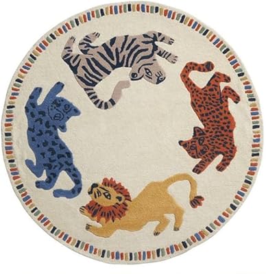 Tapis rond animal de dessin animé tapis tigre chambre d'enfant rampant salon antidérapants