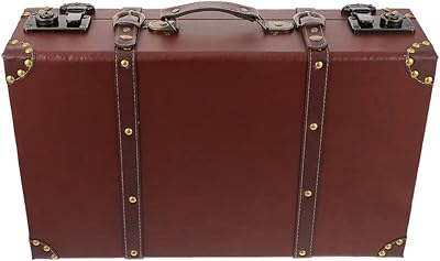 Helvity valise en bois vintage coffre boîte à bagages de rangement décorative
