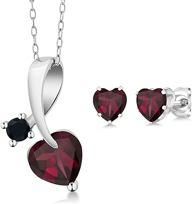 Ensemble de boucles d'oreilles pendantes en argent sterling 925 avec grenat et rhodolite