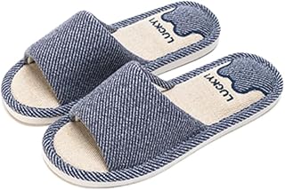Haolihao pantoufles en lin pour femmes pantoufles de couple en lin et coton