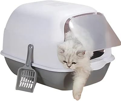 Grand bac à litière pour chat avec pelle à litière dans un support
