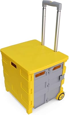 Caddie pliante de 25 kg jaune-gris | portable sur roulettes pour faire du