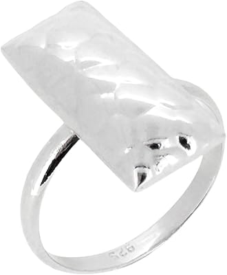 Bague élégante en argent sterling 925 effet martelé pour femmes et filles