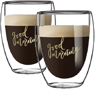 1chase® good morning tasse en verre imprimé à double paroi pour café, thé