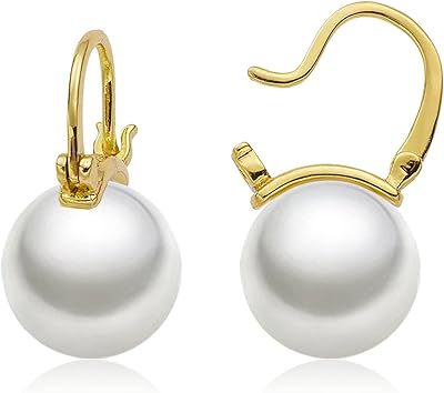 Boucles d'oreilles en perles pour femmes, boucles d'oreilles pendantes plaquées or 18 carats