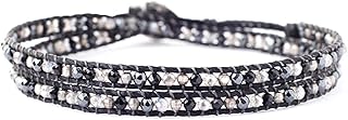 Bracelet en nylon double tour chan luu, mélange noir de pierres semi-précieuses
