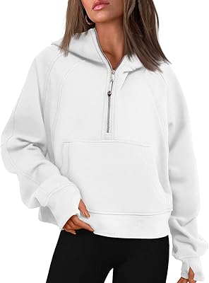 Sweat à capuche court en polaire avec demi-fermeture éclair et quart de fermeture