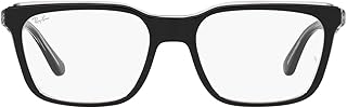 Monture de lunettes rectangulaires ray-ban rx5391 noir sur verres transparents de démonstration