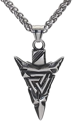 Pendentif tête de lance d'odin en acier inoxydable avec sac cadeau