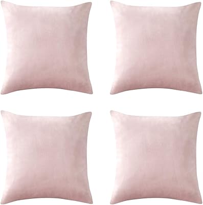 Lot de 4 housses de coussin roses pour canapé 18" x 18" 45 cm x 45 cm taies d'oreiller douces et moelleuses avec fermeture éclair invisible. Diaytar : Votre source de bonnes affaires en ligne