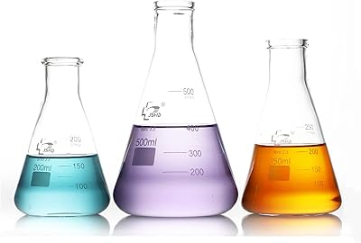 Ensemble de flacons en verre erlenmeyer verrerie borosilicate graduée chimie