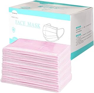 50 masques jetables multicolores pour adultes emballés individuellement faciaux à 3 couches