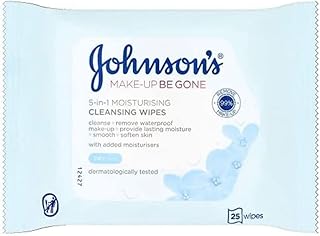 Lingettes hydratantes pour le visage johnson's, paquet de 25 lingettes